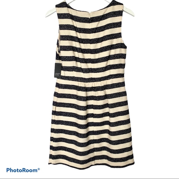 NWT Crown & Ivy Striped A-Line Dress Navy & Cream - Picture 7 of 13